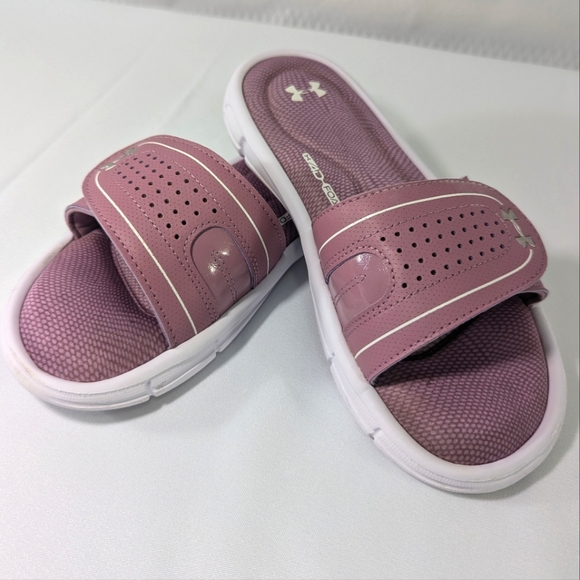 Under Armour Velcro-Adjustable Slides Sandals with Memory Foam, Pink, Size 6 - Picture 2 of 13